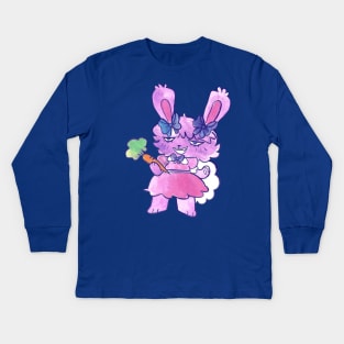 Cute Purple Bunny Girl Kids Long Sleeve T-Shirt